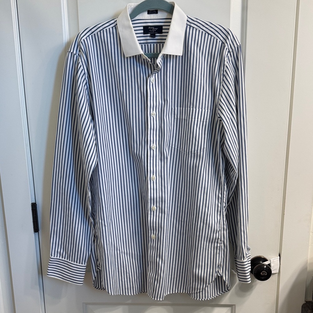 J. Crew Navy and White Striped Dress Shirt